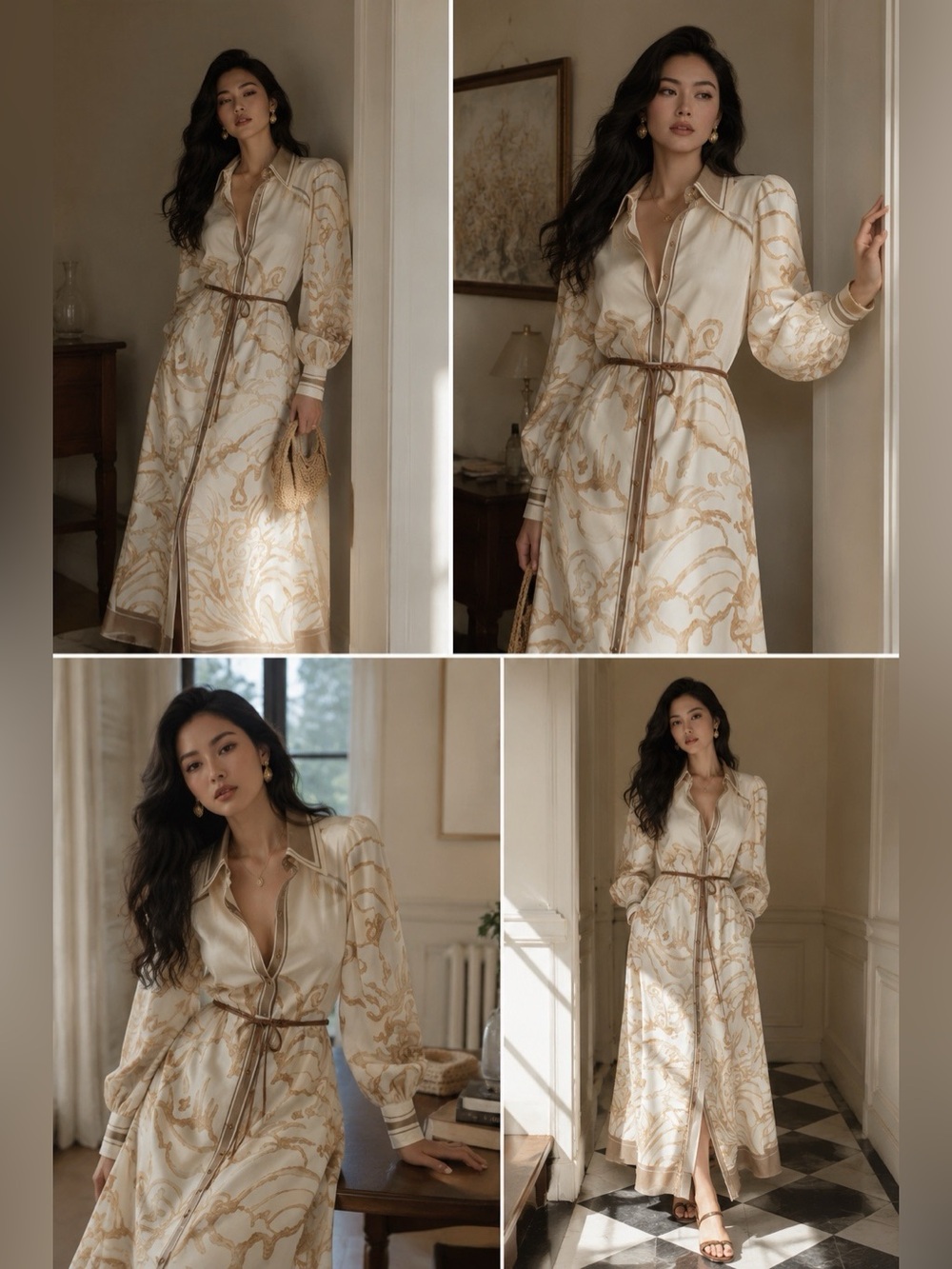 Antipodean Fragments Shirt Maxi Dress in Silk-cotton AU10/US6 NWT